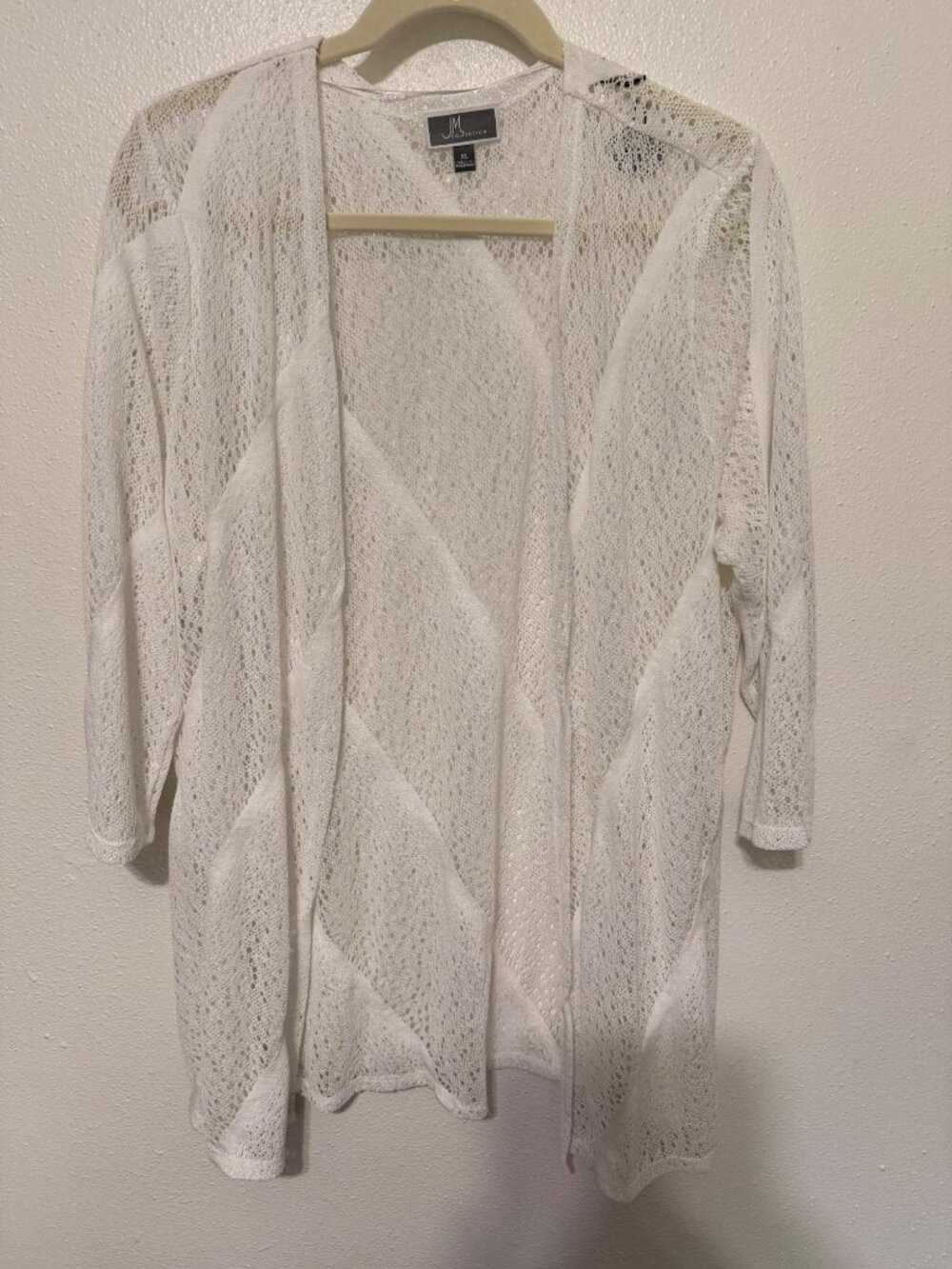 JM Collection Cover Up White Loose Knit Swim, Beach, Resort Womans XL